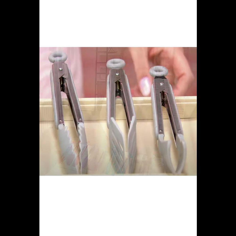 Cook's Essentials 3-Piece Stainless Steel Tong Gray